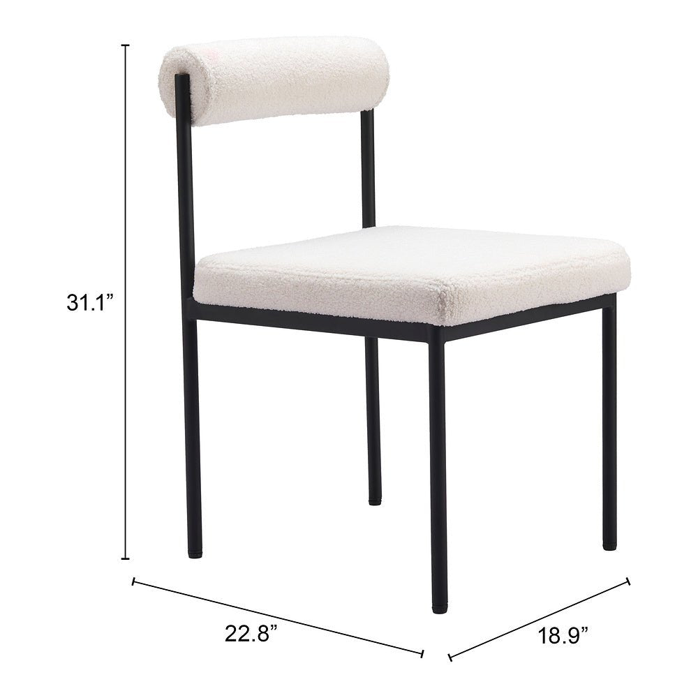 Silla Comercial para Food Court - ZUO LIVORNO - Marfil - Asiento y Respaldo Tapizados en Tela Tipo Borrego - 110104 - Zuo - NOGAL BEAT - Silla Comercial Interior