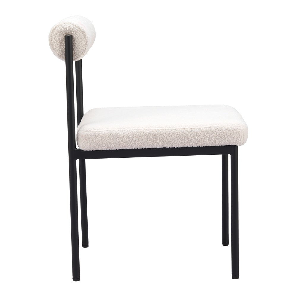 Silla Comercial para Food Court - ZUO LIVORNO - Marfil - Asiento y Respaldo Tapizados en Tela Tipo Borrego - 110104 - Zuo - NOGAL BEAT - Silla Comercial Interior