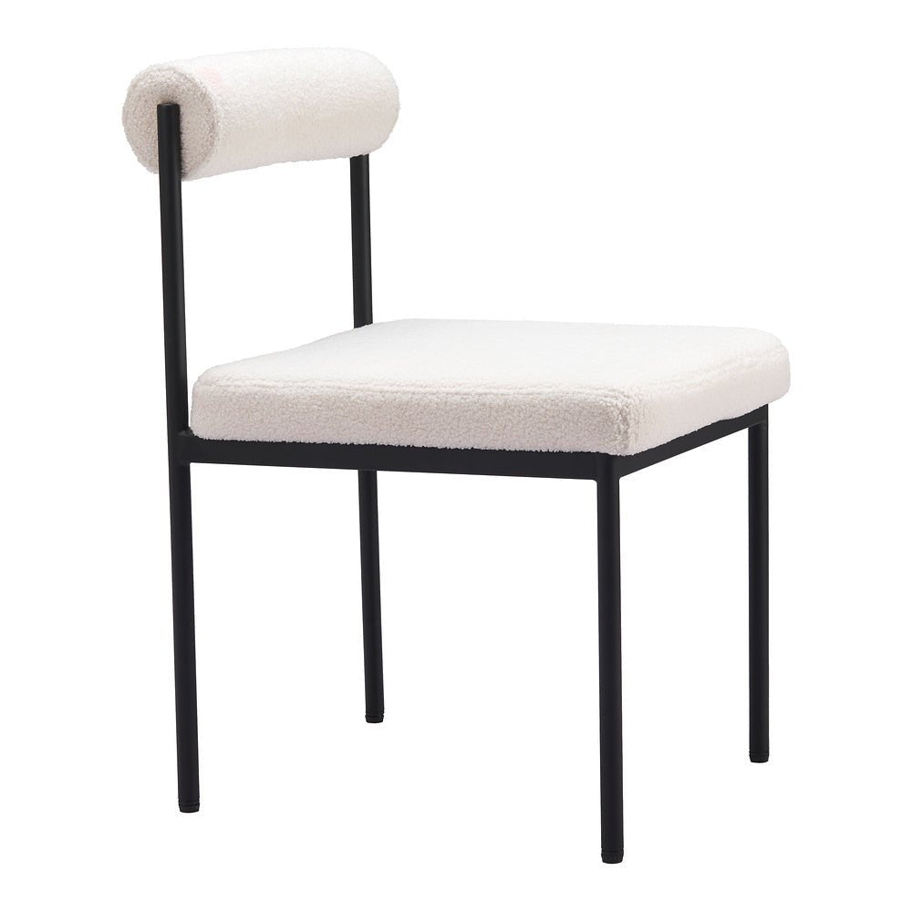 Silla Comercial para Food Court - ZUO LIVORNO - Marfil - Asiento y Respaldo Tapizados en Tela Tipo Borrego - 110104 - Zuo - NOGAL BEAT - Silla Comercial Interior