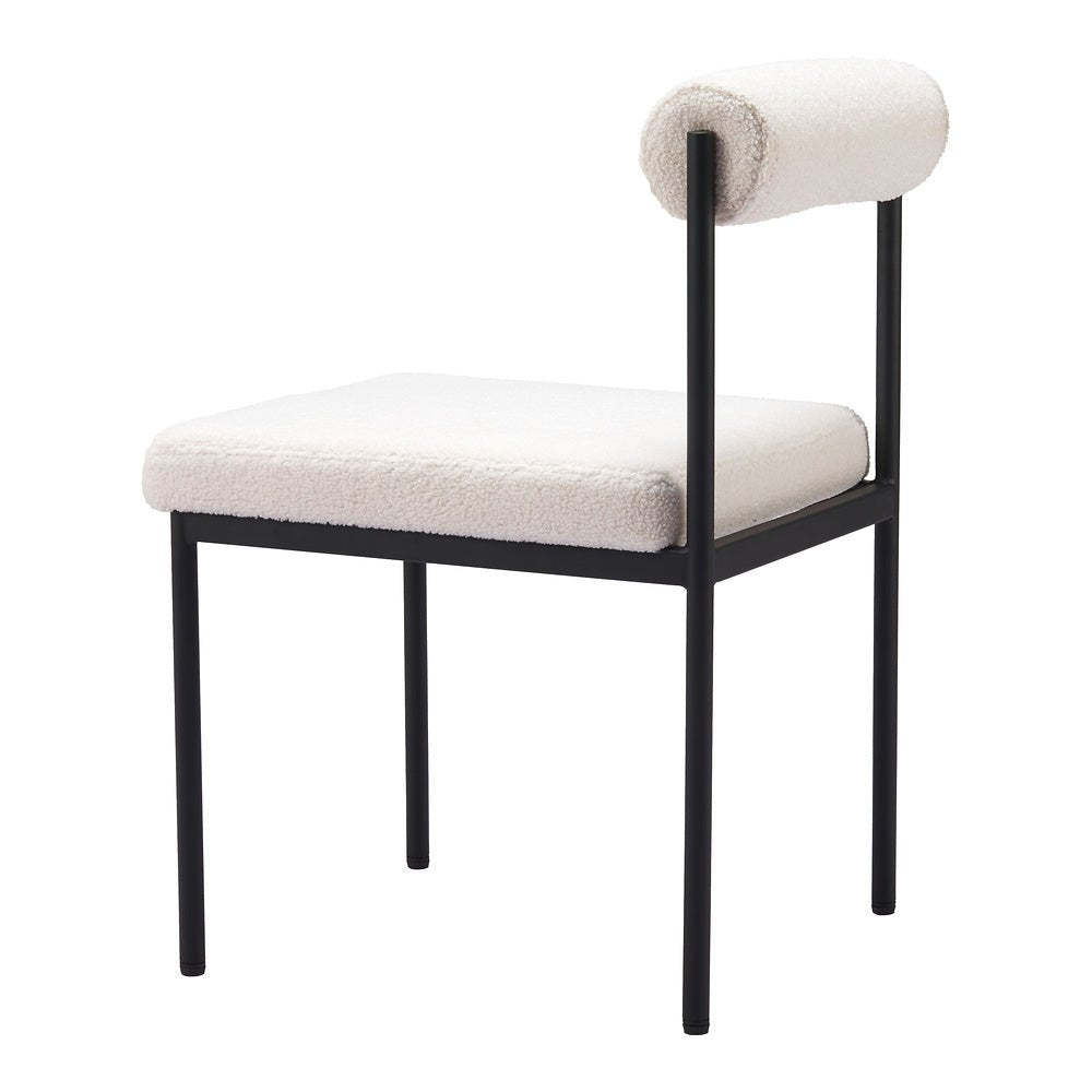 Silla Comercial para Food Court - ZUO LIVORNO - Marfil - Asiento y Respaldo Tapizados en Tela Tipo Borrego - 110104 - Zuo - NOGAL BEAT - Silla Comercial Interior
