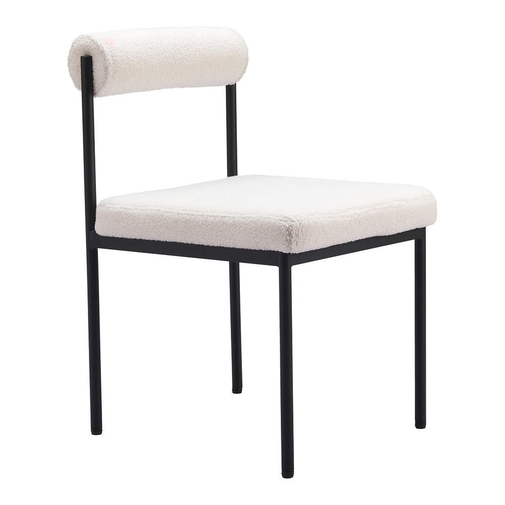 Silla Comercial para Food Court - ZUO LIVORNO - Marfil - Asiento y Respaldo Tapizados en Tela Tipo Borrego - 110104 - Zuo - NOGAL BEAT - Silla Comercial Interior