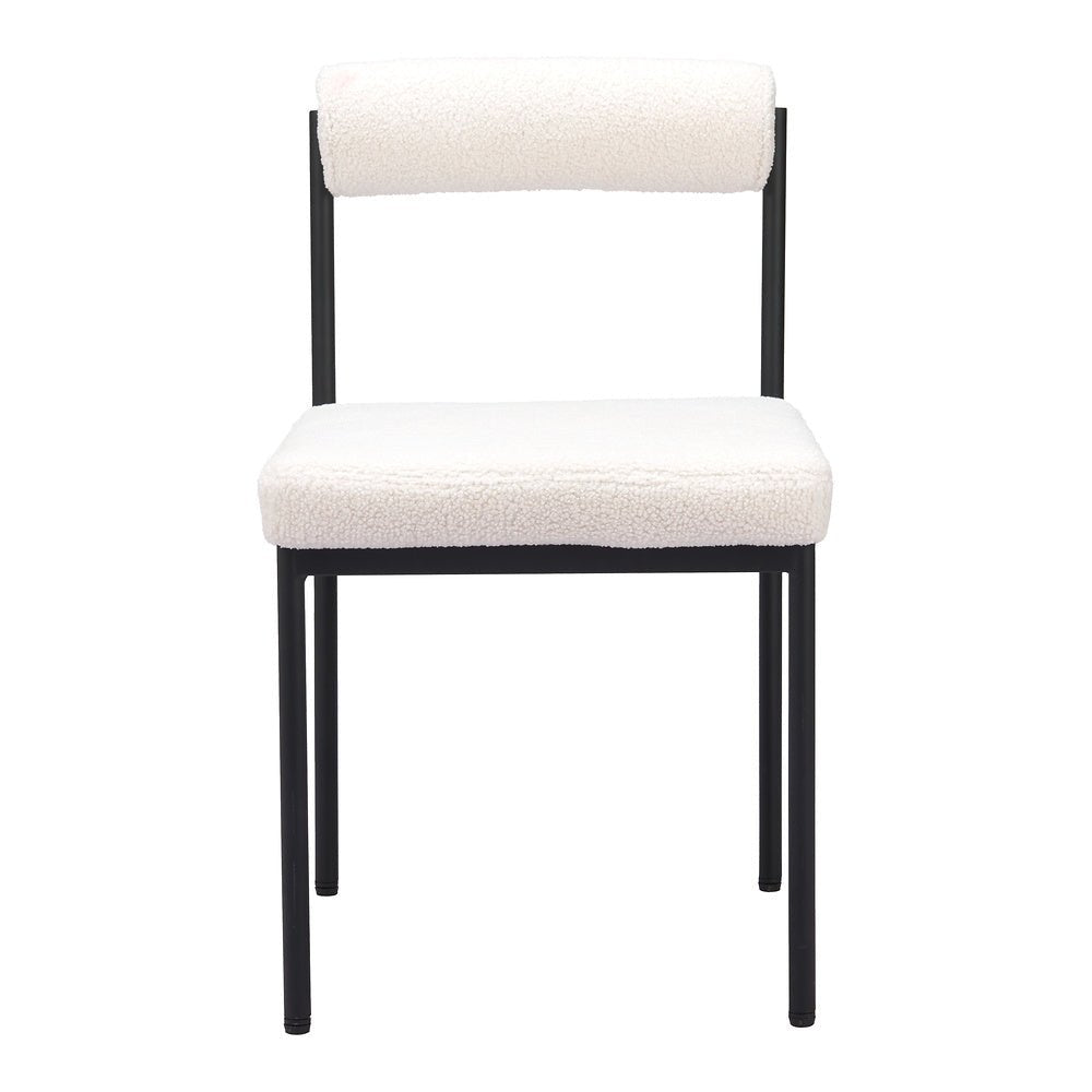 Silla Comercial para Food Court - ZUO LIVORNO - Marfil - Asiento y Respaldo Tapizados en Tela Tipo Borrego - 110104 - Zuo - NOGAL BEAT - Silla Comercial Interior