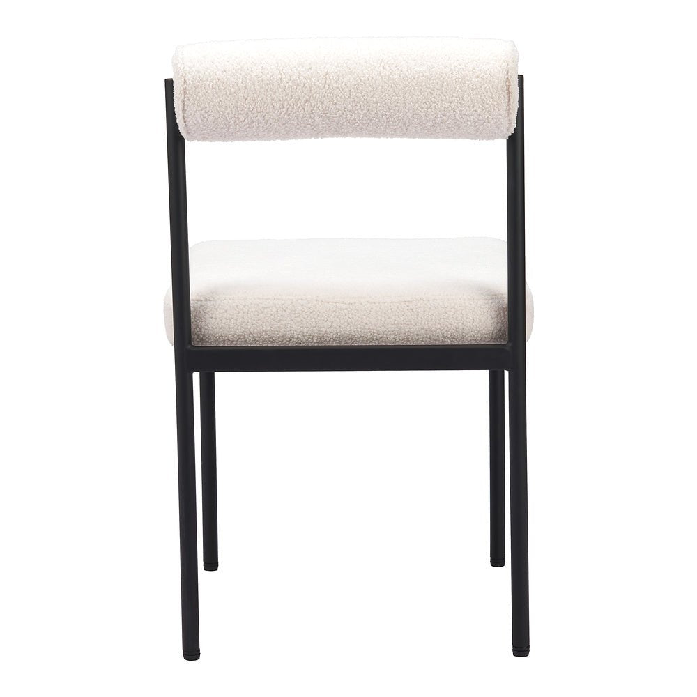 Silla Comercial para Food Court - ZUO LIVORNO - Marfil - Asiento y Respaldo Tapizados en Tela Tipo Borrego - 110104 - Zuo - NOGAL BEAT - Silla Comercial Interior