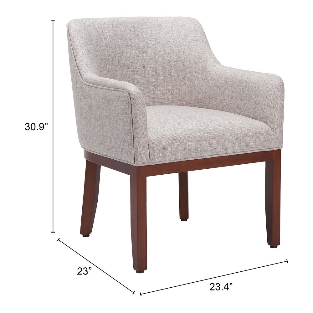 Silla Comercial para Hotel - ZUO BERBERA - Gris - Asiento y Respaldo Tapizados - 109977 - Zuo - NOGAL BEAT - Silla Comercial Interior