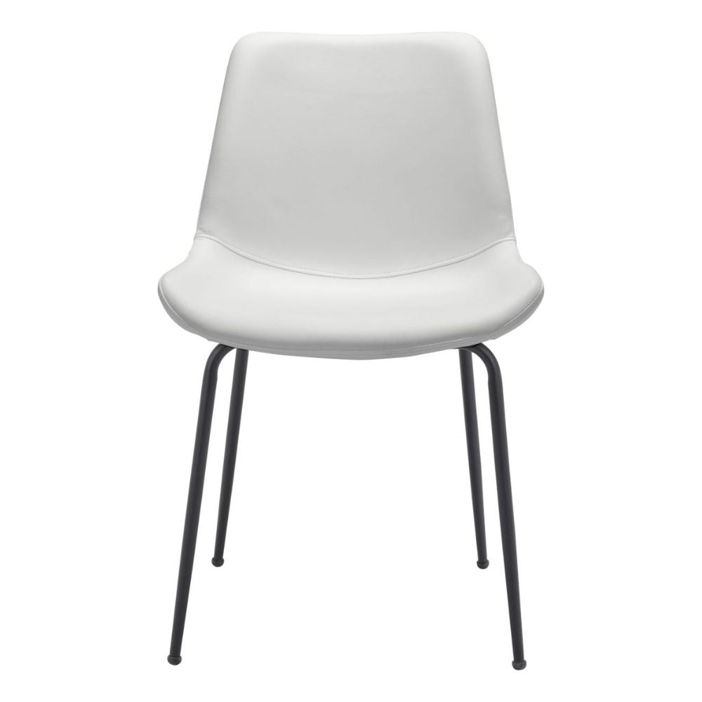 Silla Comercial para Hotel - ZUO BYRON DINING CHAIR WHITE 101779 - Blanco - Asiento y Respaldo Tapizados - 101779 - Zuo - NOGAL BEAT - Sillas