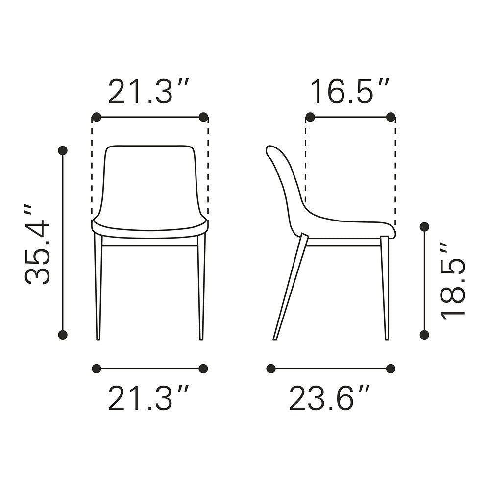 Silla Comercial para Hotel - ZUO MAGNUS - Varios Colores - Asiento y Respaldo Tapizados en Piel Sintética - 109933 - Zuo - NOGAL BEAT - Silla Comercial Interior