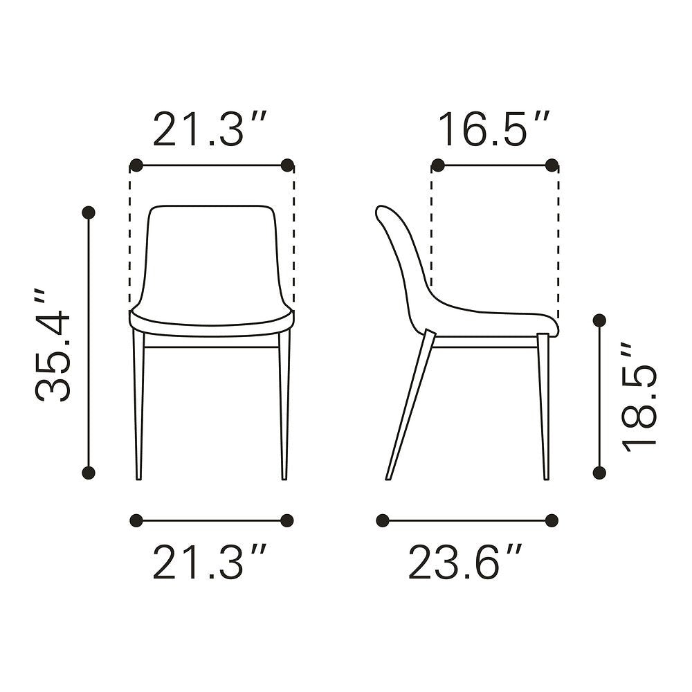 Silla Comercial para Hotel - ZUO MAGNUS - Varios Colores - Asiento y Respaldo Tapizados en Piel Sintética - 101272 - Zuo - NOGAL BEAT - Silla Comercial Interior