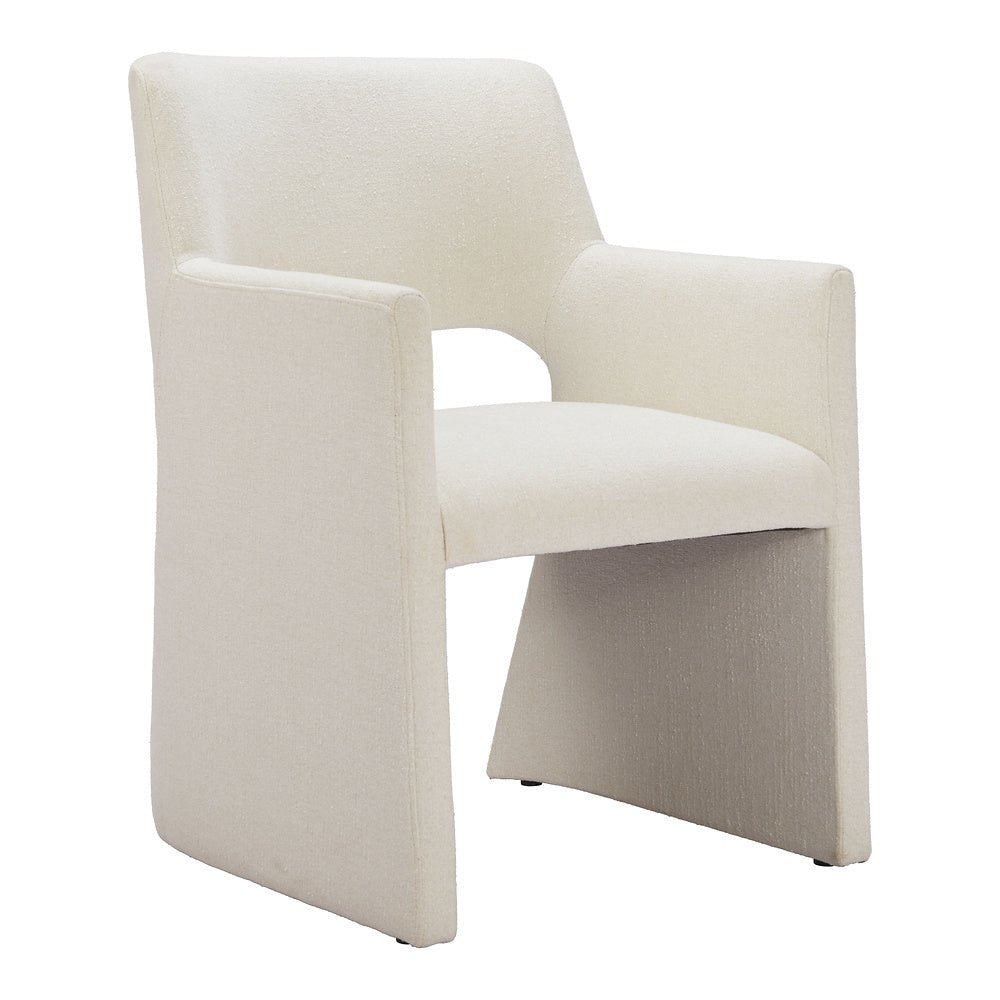 Silla Comercial para Hotel - ZUO MINET - Blanco Lino - Asiento y Respaldo Tapizados en Lino Sintético - 109998 - Zuo - NOGAL BEAT - Silla Comercial Interior
