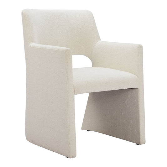 Silla Comercial para Hotel - ZUO MINET - Blanco Lino - Asiento y Respaldo Tapizados en Lino Sintético - 109998 - Zuo - NOGAL BEAT - Silla Comercial Interior