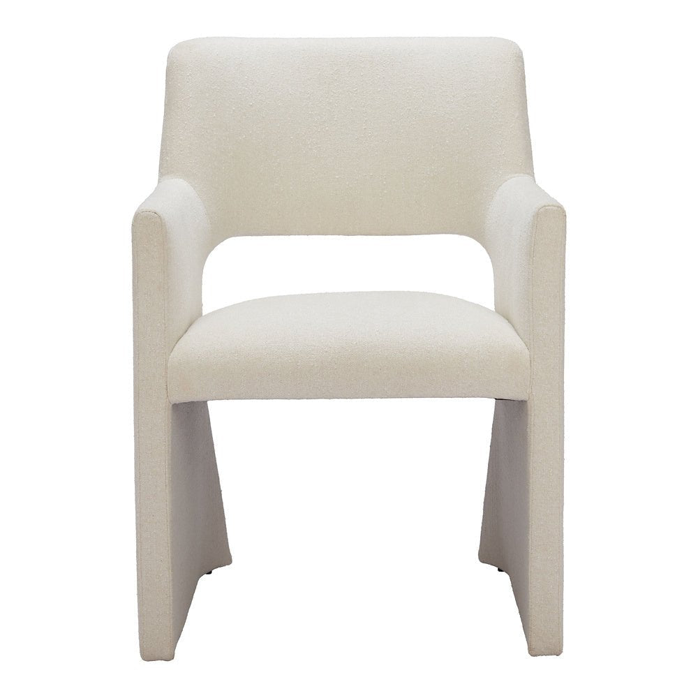 Silla Comercial para Hotel - ZUO MINET - Blanco Lino - Asiento y Respaldo Tapizados en Lino Sintético - 109998 - Zuo - NOGAL BEAT - Silla Comercial Interior