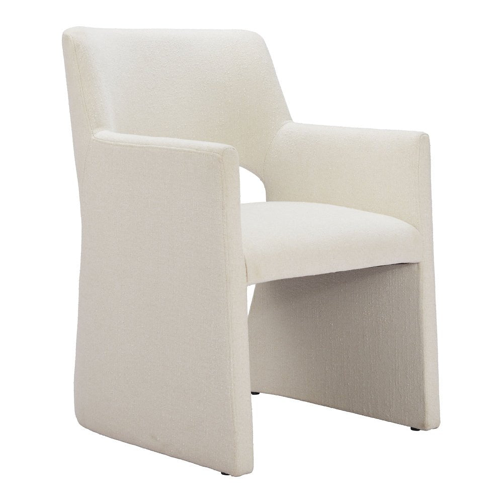 Silla Comercial para Hotel - ZUO MINET - Blanco Lino - Asiento y Respaldo Tapizados en Lino Sintético - 109998 - Zuo - NOGAL BEAT - Silla Comercial Interior