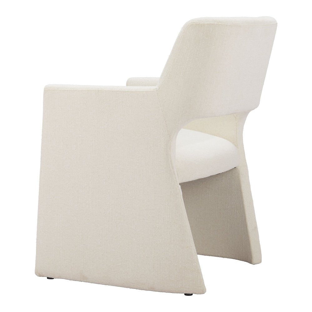 Silla Comercial para Hotel - ZUO MINET - Blanco Lino - Asiento y Respaldo Tapizados en Lino Sintético - 109998 - Zuo - NOGAL BEAT - Silla Comercial Interior