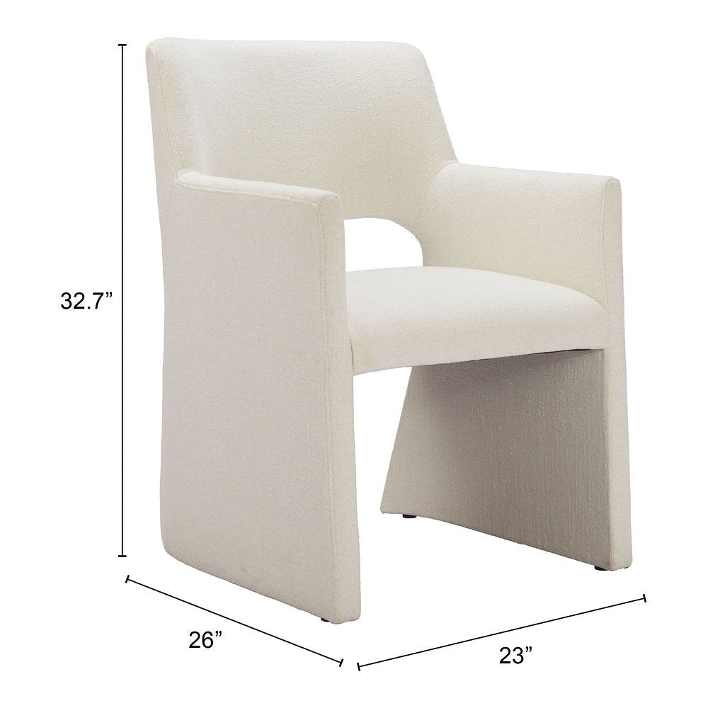 Silla Comercial para Hotel - ZUO MINET - Blanco Lino - Asiento y Respaldo Tapizados en Lino Sintético - 109998 - Zuo - NOGAL BEAT - Silla Comercial Interior