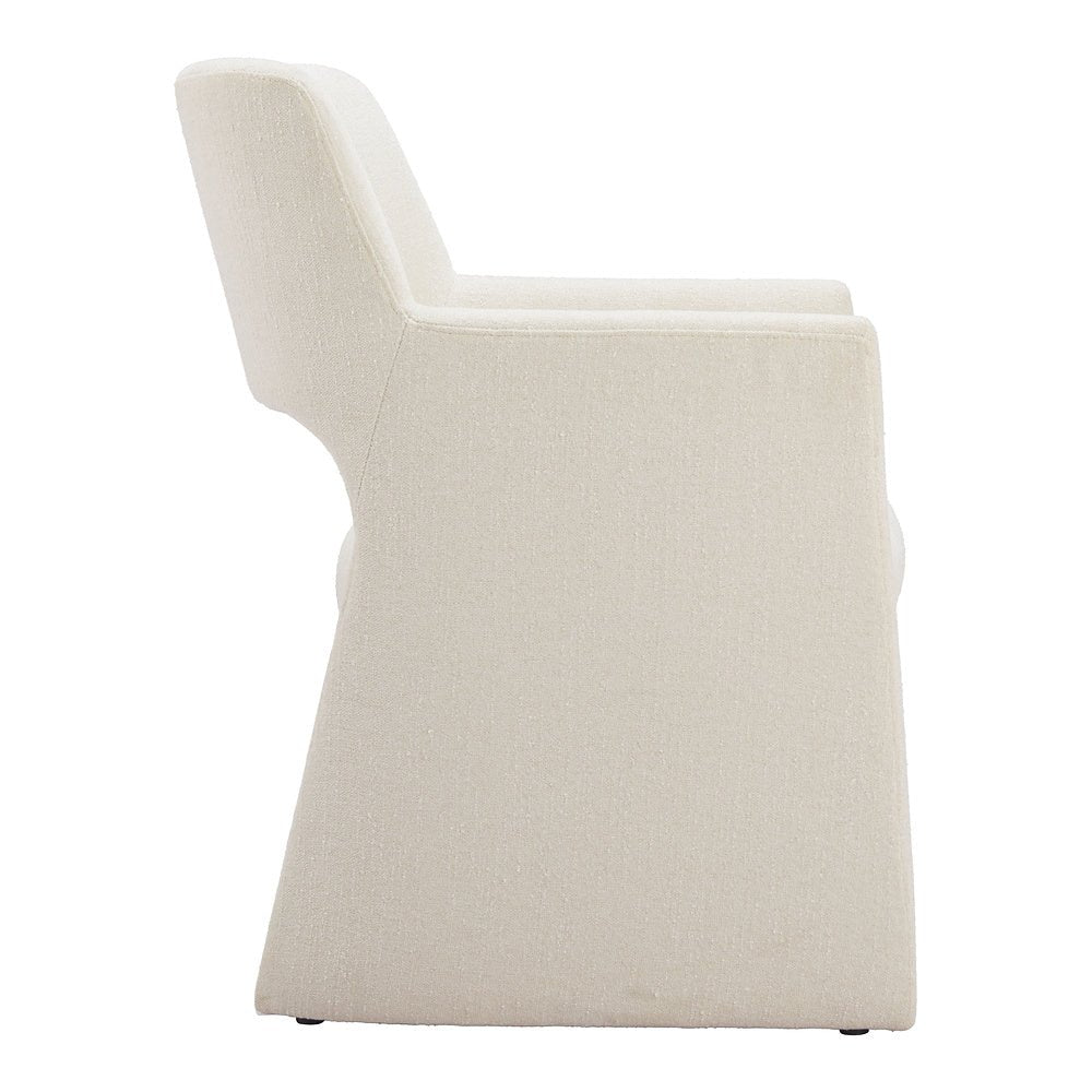 Silla Comercial para Hotel - ZUO MINET - Blanco Lino - Asiento y Respaldo Tapizados en Lino Sintético - 109998 - Zuo - NOGAL BEAT - Silla Comercial Interior