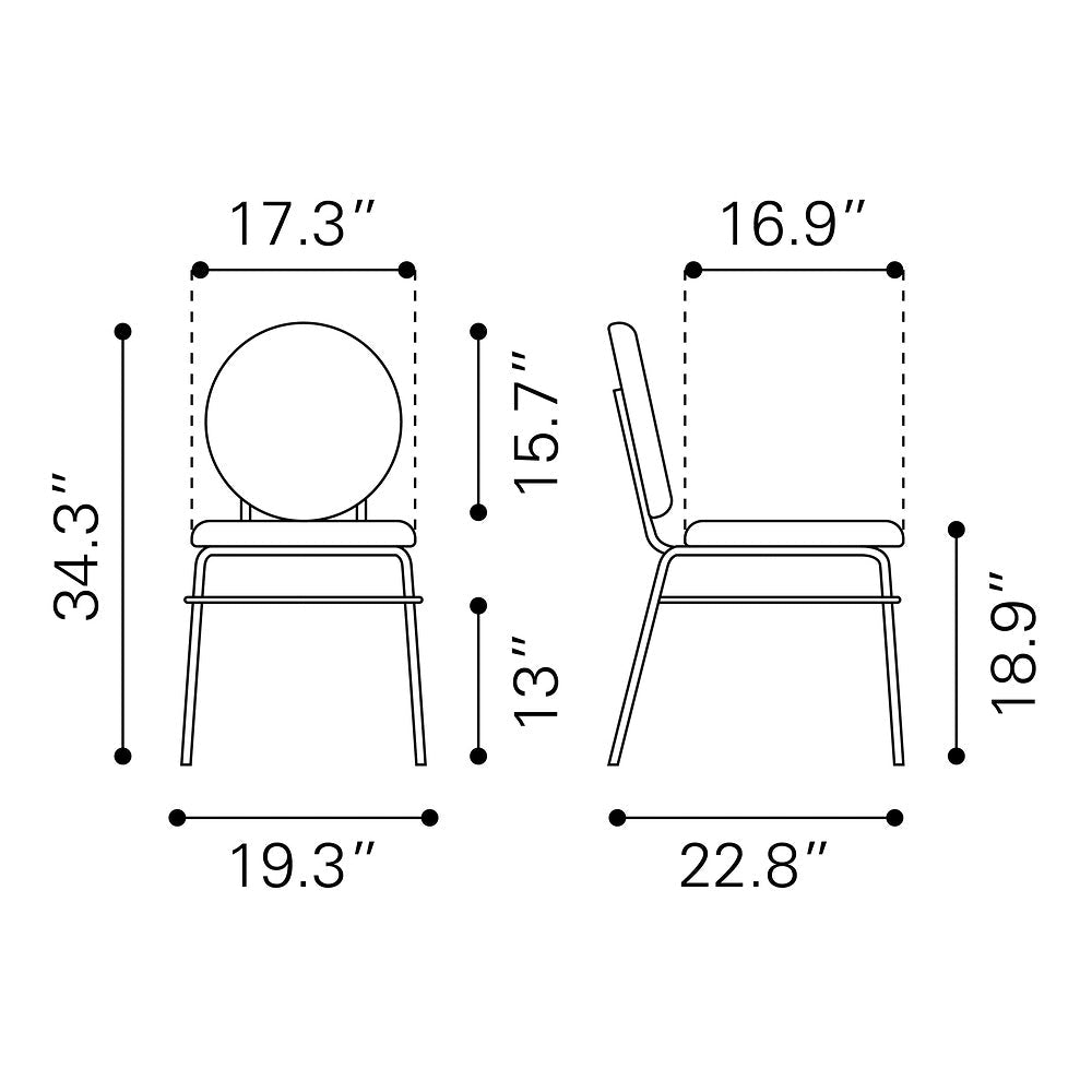 Silla Comercial para Hotel - ZUO ODESSA - Varios Colores - Asiento y Respaldo Tapizados en Tela Tipo Terciopelo - 109804 - Zuo - NOGAL BEAT - Silla Comercial Interior