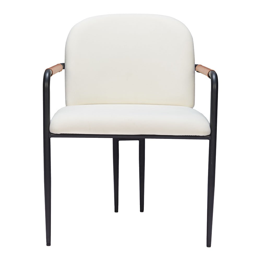Silla Comercial para Hotel - ZUO SIBU - Crema - Asiento y Respaldo Tapizados en Piel Sintética - 109963 - Zuo - NOGAL BEAT - Silla Comercial Interior