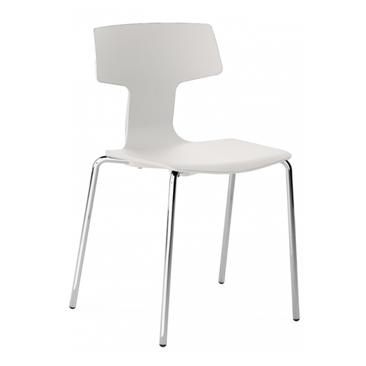 Silla comercial Colos Split 1 con asiento de polipropileno y patas de acero tubular cromado