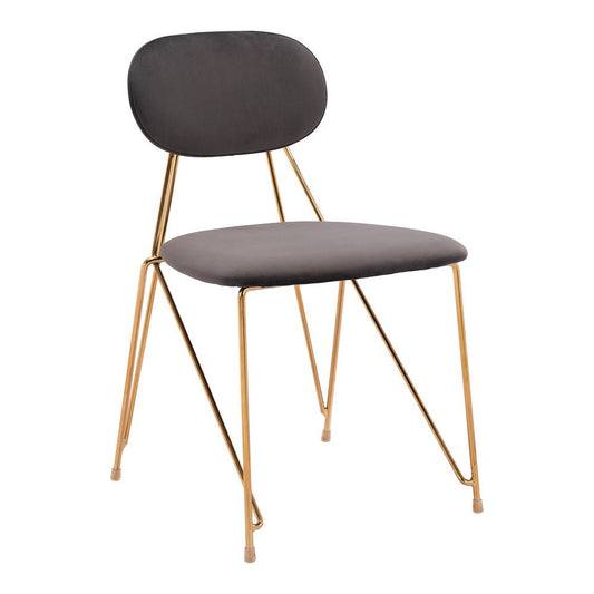 Silla Comercial para Restaurante - ZUO GEORGES - Varios Colores - Asiento y Respaldo Tapizados en Tela Tipo Terciopelo - 109661 - Zuo - NOGAL BEAT - Silla Comercial Interior