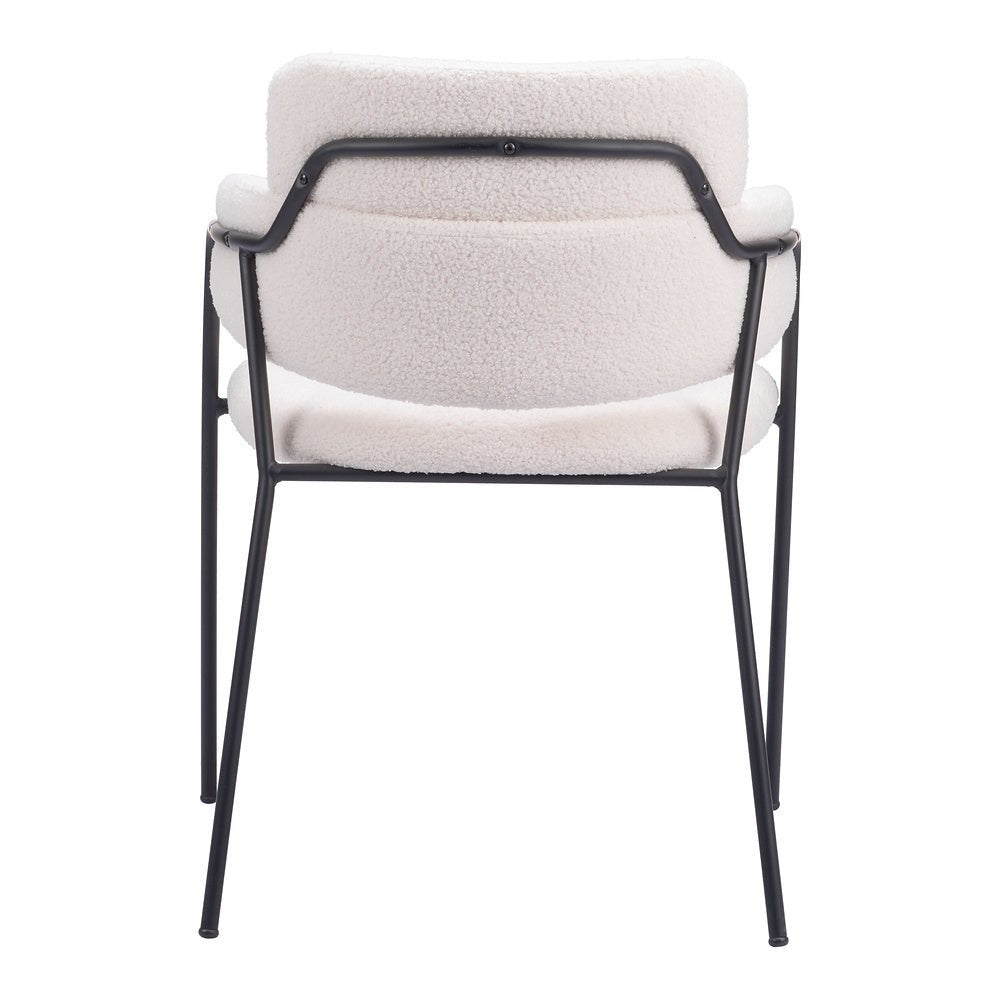 Silla Comercial para Restaurante - ZUO MARCEL - Crema - Asiento y Respaldo Tapizados en Tela Tipo Borrego - 109663 - Zuo - NOGAL BEAT - Silla Comercial Interior
