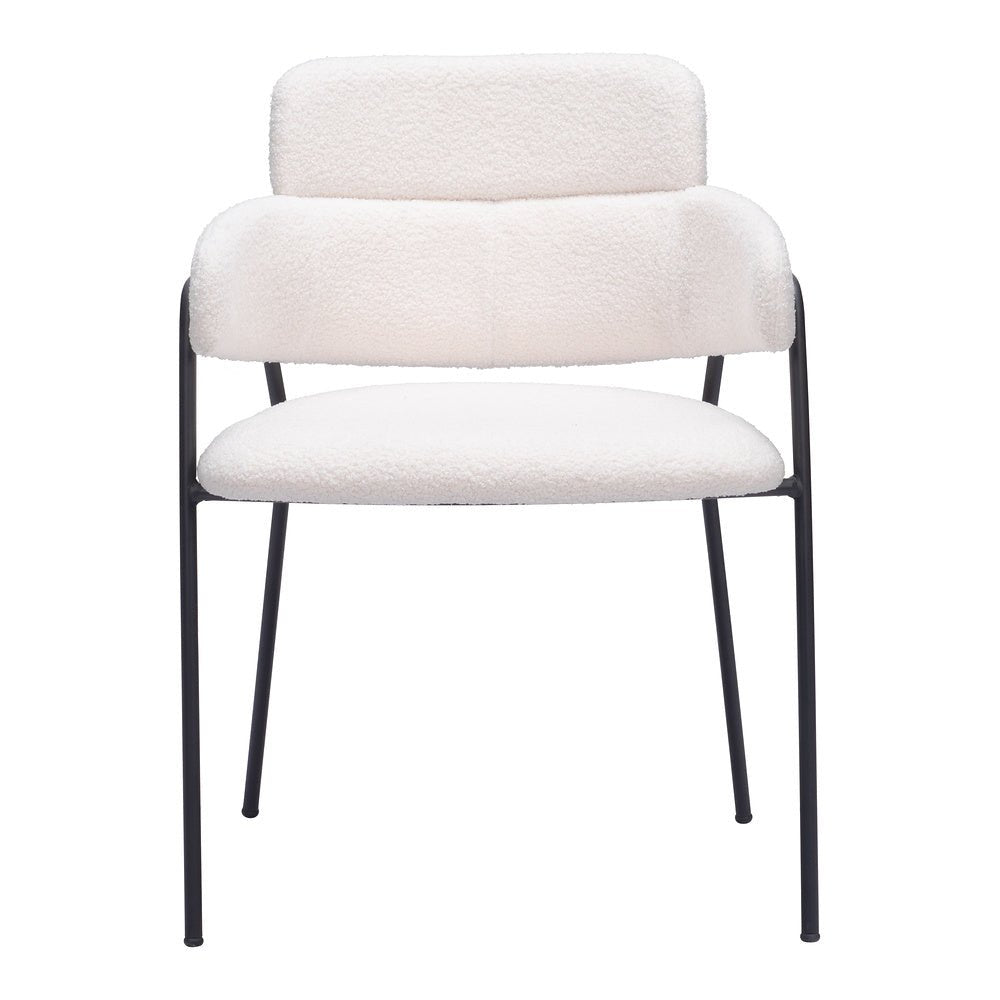 Silla Comercial para Restaurante - ZUO MARCEL - Crema - Asiento y Respaldo Tapizados en Tela Tipo Borrego - 109663 - Zuo - NOGAL BEAT - Silla Comercial Interior