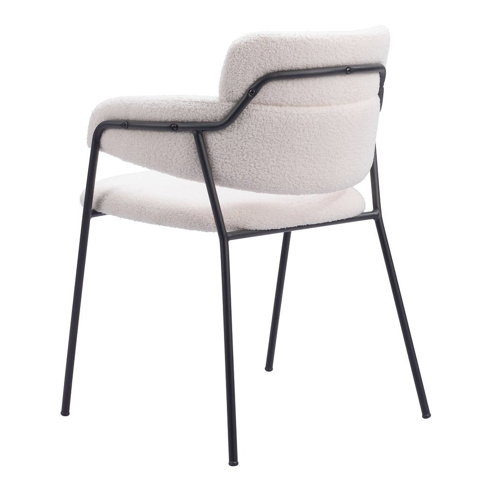 Silla Comercial para Restaurante - ZUO MARCEL - Crema - Asiento y Respaldo Tapizados en Tela Tipo Borrego - 109663 - Zuo - NOGAL BEAT - Silla Comercial Interior