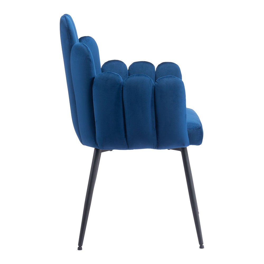 Silla Comercial para Restaurante - ZUO NOOSA - Azul Marino - Asiento y Respaldo Tapizados en Tela Tipo Terciopelo - 109654 - Zuo - NOGAL BEAT - Silla Comercial Interior