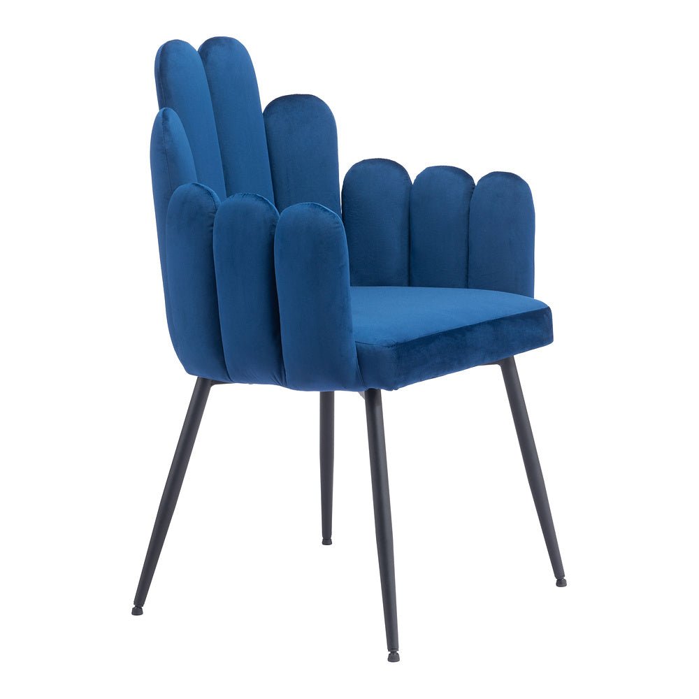 Silla Comercial para Restaurante - ZUO NOOSA - Azul Marino - Asiento y Respaldo Tapizados en Tela Tipo Terciopelo - 109654 - Zuo - NOGAL BEAT - Silla Comercial Interior