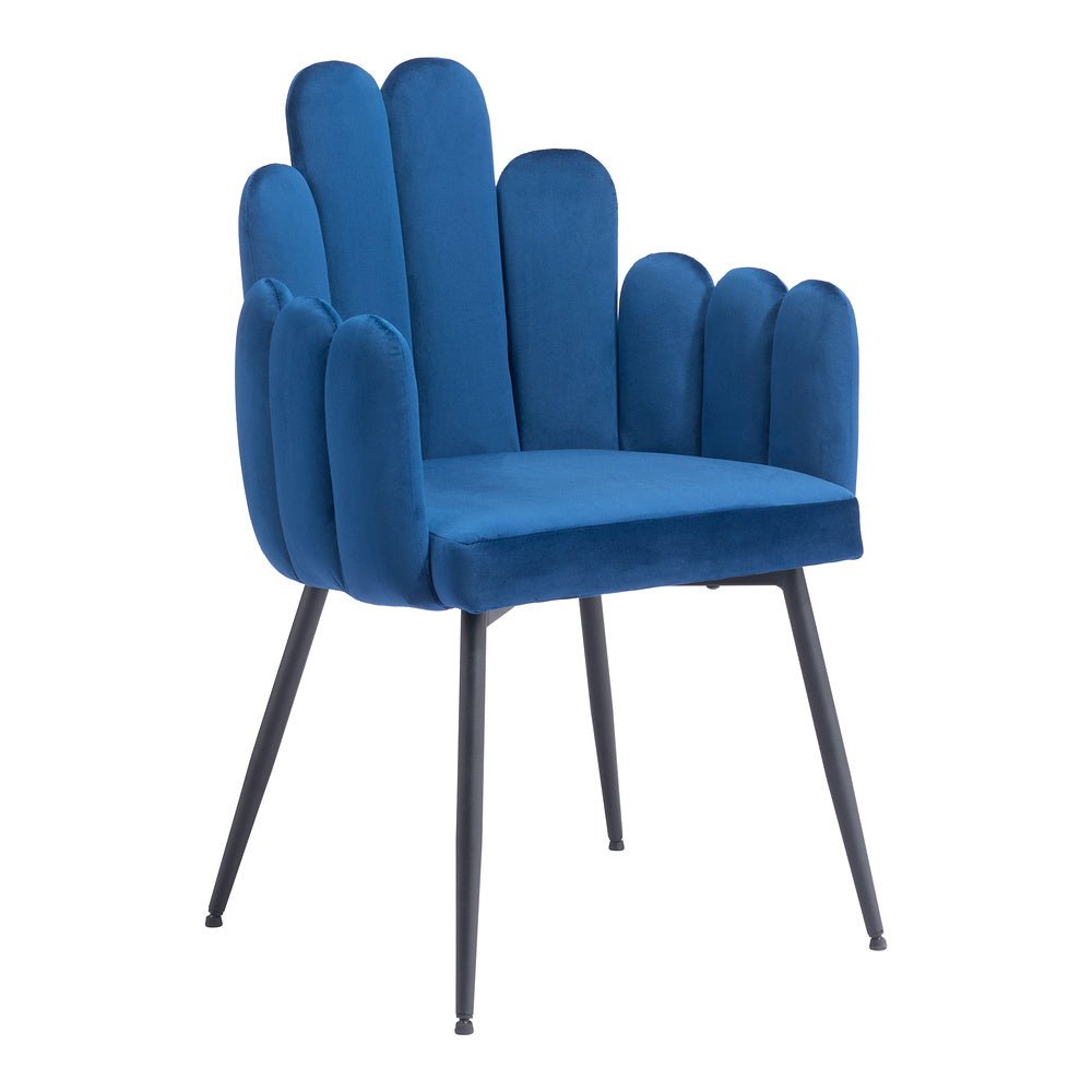 Silla Comercial para Restaurante - ZUO NOOSA - Azul Marino - Asiento y Respaldo Tapizados en Tela Tipo Terciopelo - 109654 - Zuo - NOGAL BEAT - Silla Comercial Interior