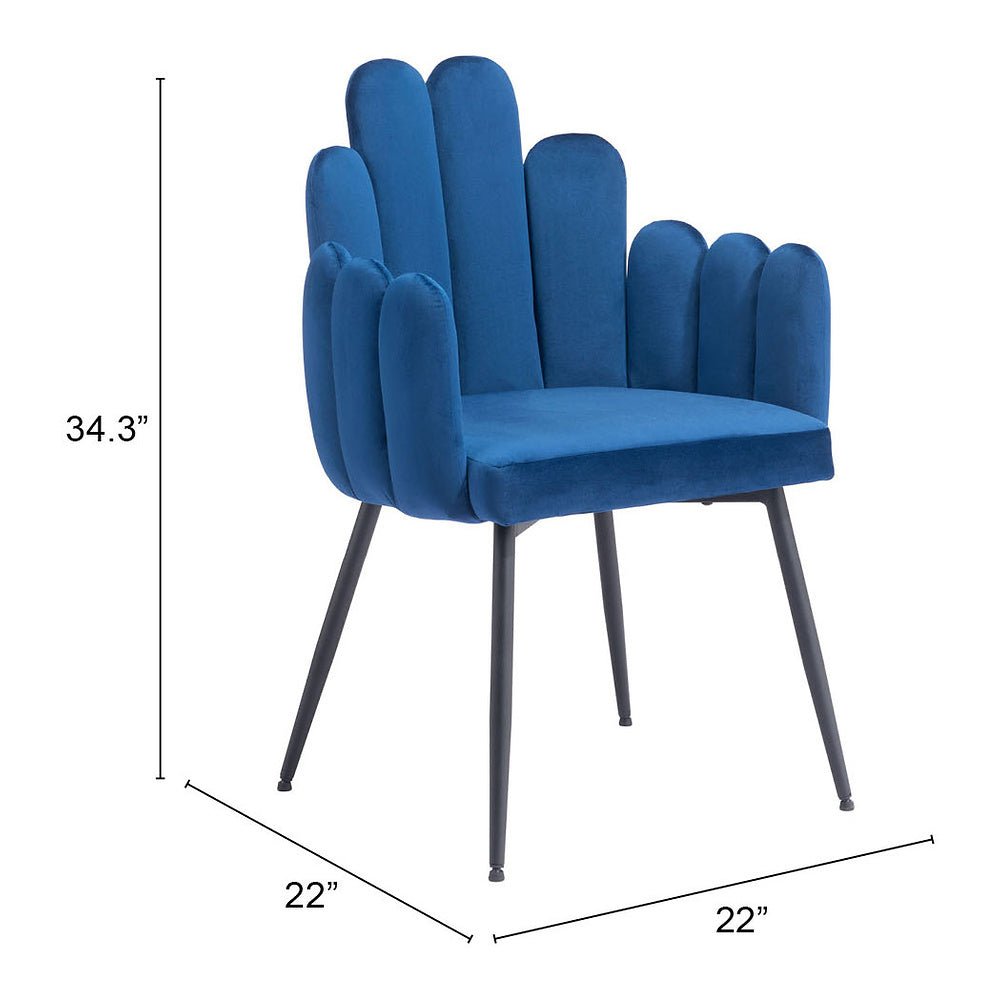 Silla Comercial para Restaurante - ZUO NOOSA - Azul Marino - Asiento y Respaldo Tapizados en Tela Tipo Terciopelo - 109654 - Zuo - NOGAL BEAT - Silla Comercial Interior
