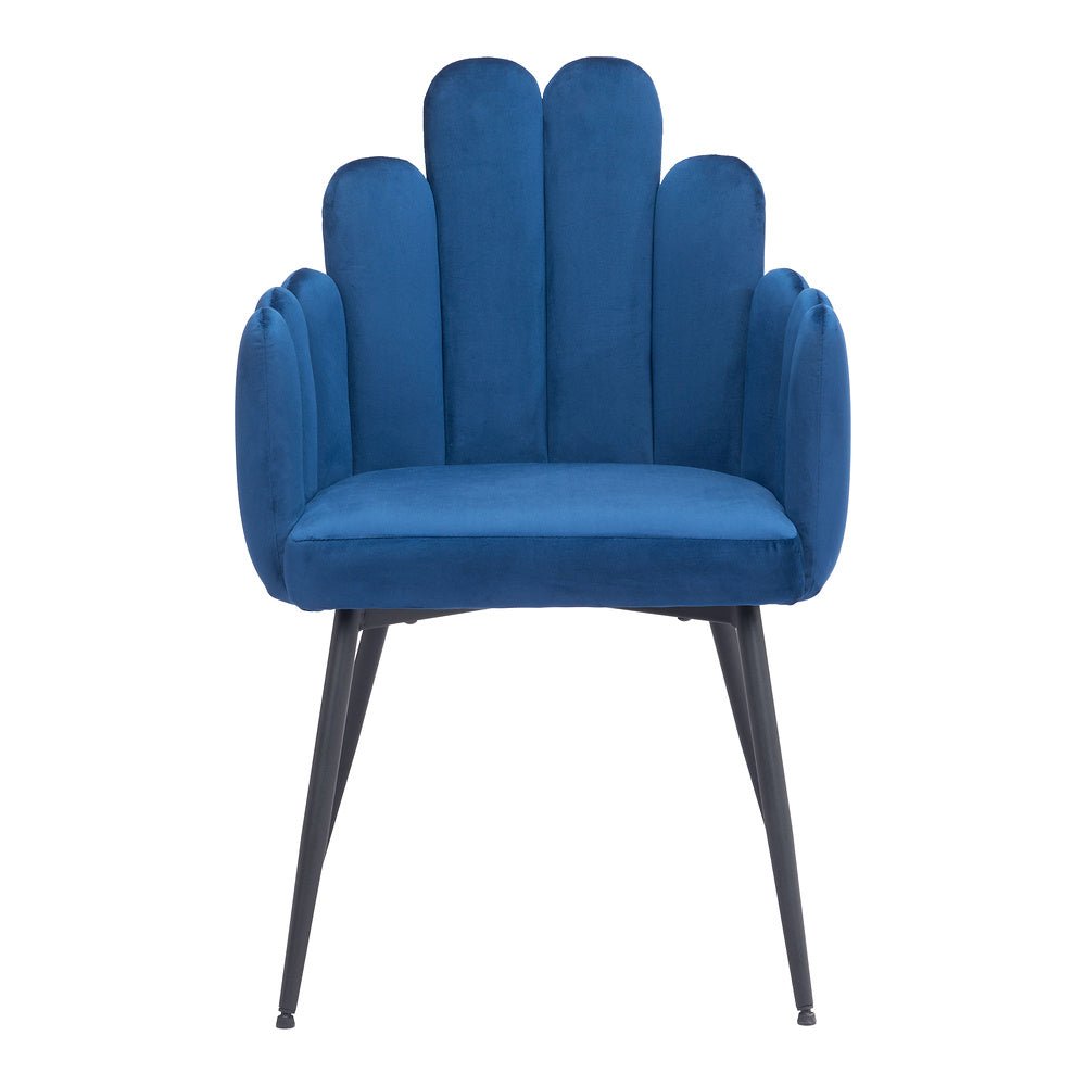 Silla Comercial para Restaurante - ZUO NOOSA - Azul Marino - Asiento y Respaldo Tapizados en Tela Tipo Terciopelo - 109654 - Zuo - NOGAL BEAT - Silla Comercial Interior