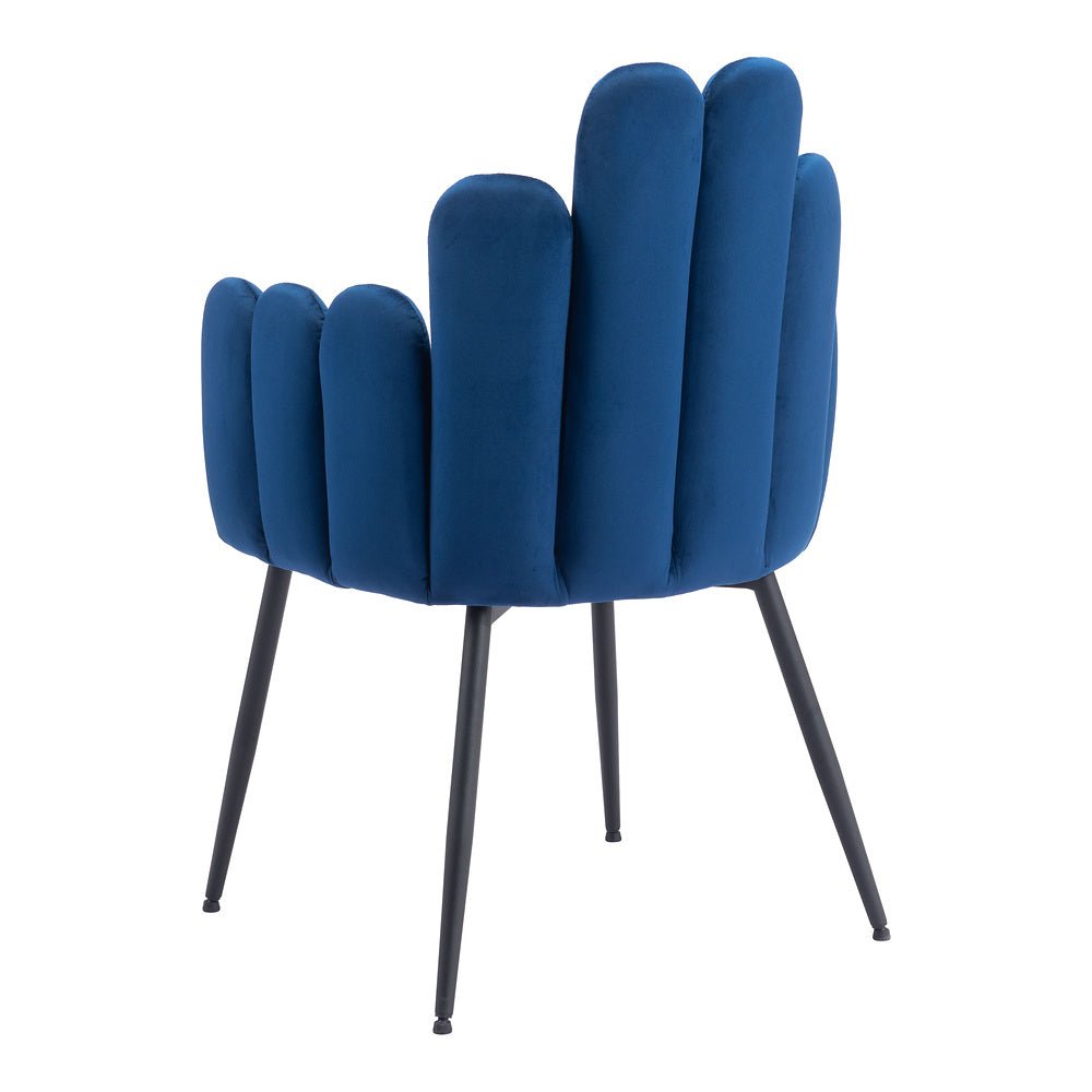 Silla Comercial para Restaurante - ZUO NOOSA - Azul Marino - Asiento y Respaldo Tapizados en Tela Tipo Terciopelo - 109654 - Zuo - NOGAL BEAT - Silla Comercial Interior