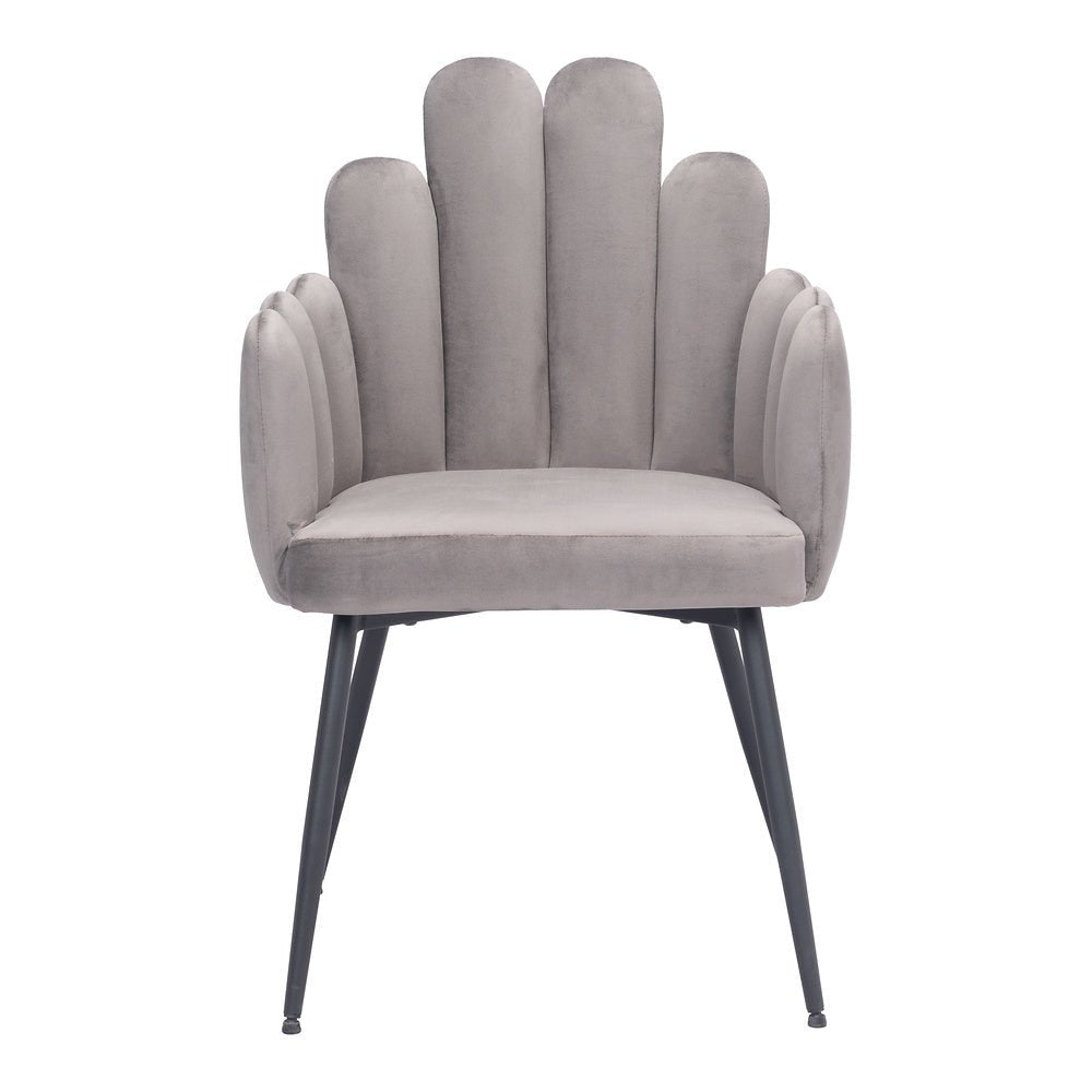 Silla Comercial para Restaurante - ZUO NOOSA - Gris - Asiento y Respaldo Tapizados en Tela Tipo Terciopelo - 109655 - Zuo - NOGAL BEAT - Silla Comercial Interior