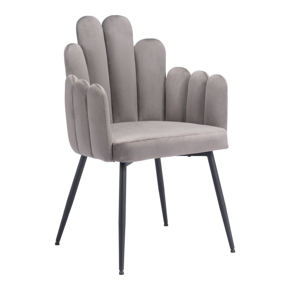 Silla Comercial para Restaurante - ZUO NOOSA - Gris - Asiento y Respaldo Tapizados en Tela Tipo Terciopelo - 109655 - Zuo - NOGAL BEAT - Silla Comercial Interior