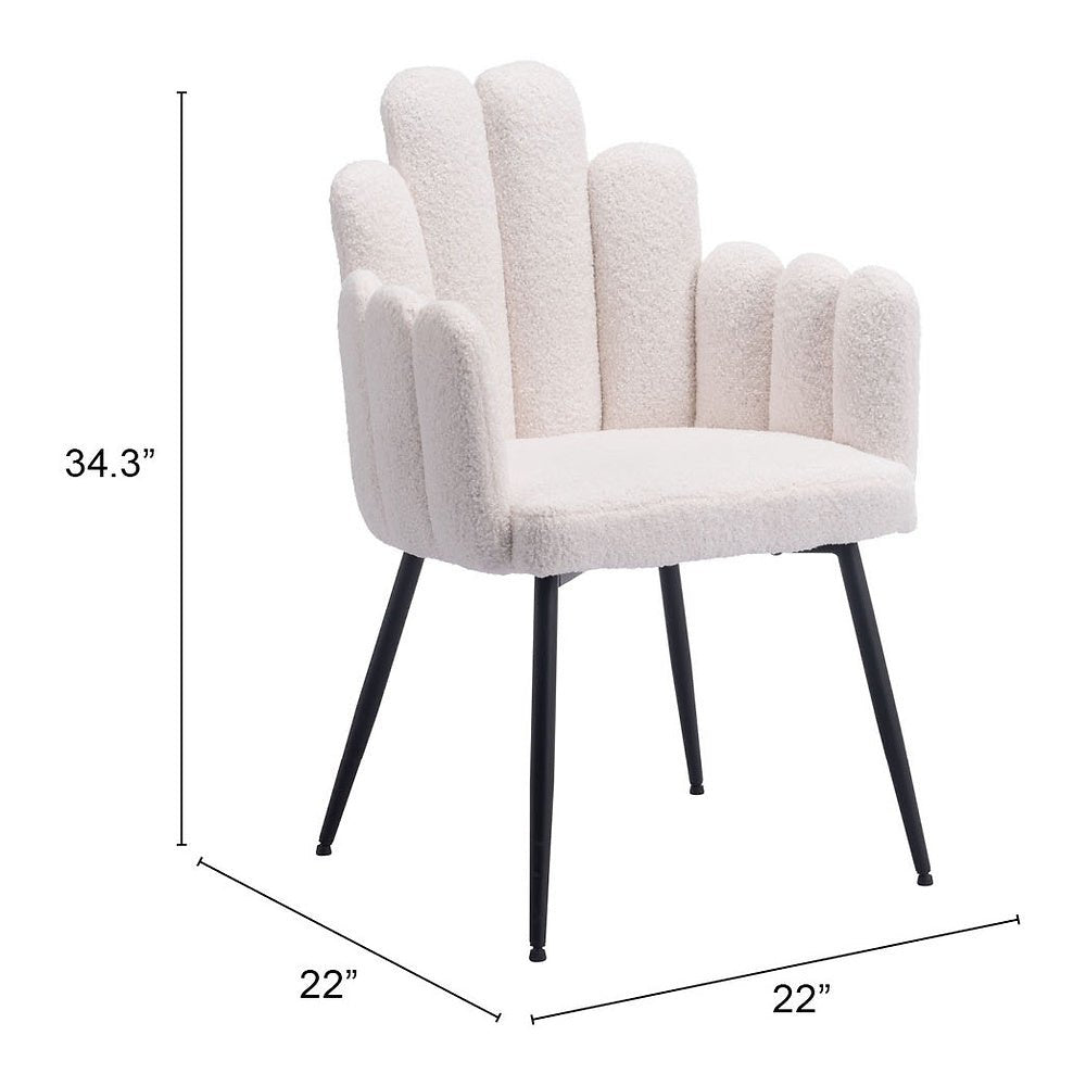 Silla Comercial para Restaurante - ZUO NOOSA - Marfil - Asiento y Respaldo Tapizados en Tela Tipo Borrego - 109657 - Zuo - NOGAL BEAT - Silla Comercial Interior