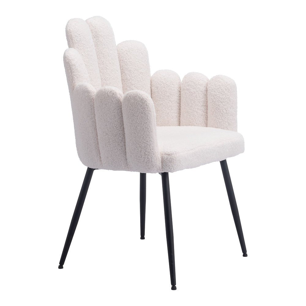 Silla Comercial para Restaurante - ZUO NOOSA - Marfil - Asiento y Respaldo Tapizados en Tela Tipo Borrego - 109657 - Zuo - NOGAL BEAT - Silla Comercial Interior