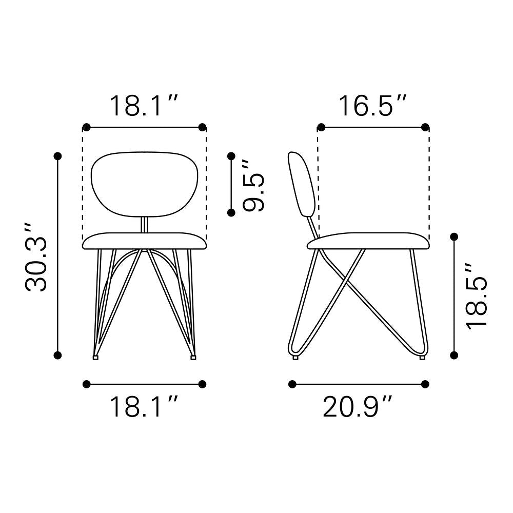 Silla Comercial para Restaurante - ZUO NOVI - Varios Colores - Asiento y Respaldo Tapizados - 110017 - Zuo - NOGAL BEAT - Silla Comercial Interior