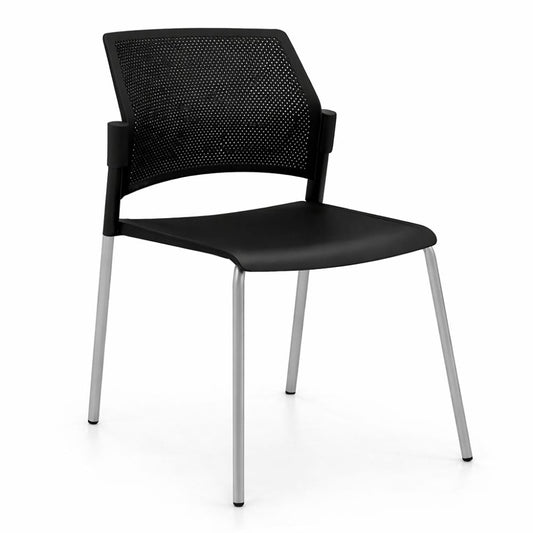 Silla de sala de espera LABENZE REPLAY 106-00610 con respaldo multiperforado y patas tubulares grises