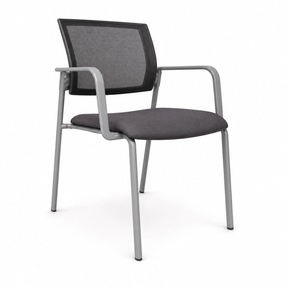 Silla de Oficina de Visita - VERSA ALTUS BRIA - Estructura Aluminio - Asiento Tapizado y Respaldo en Malla Gris - AL-324G - VERSA - NOGAL BEAT - Silla de Visita