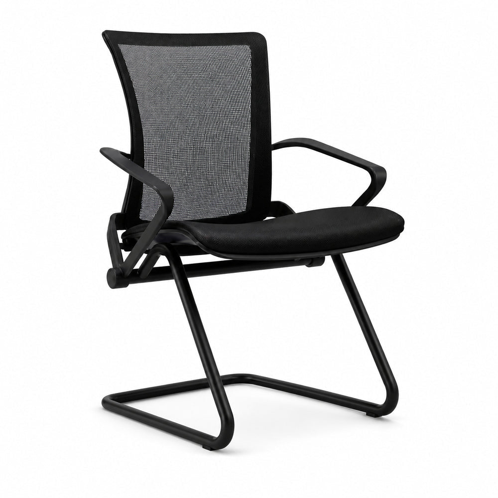 Silla de Oficina de Visita - VERSA ALTUS STELLA VISITA - Estructura Aluminio - Asiento Abatible y Respaldo Reclinable en Malla - AL-2515 - VERSA - NOGAL BEAT - Silla de Visita