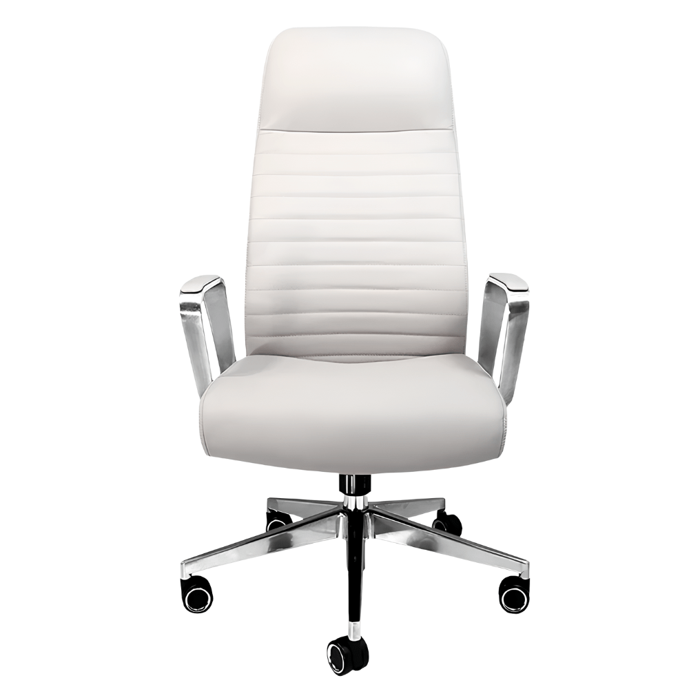 Silla de oficina directiva Nogal Beat Mallorca Alto de respaldo alto tapizada en piel con brazos y base de aluminio