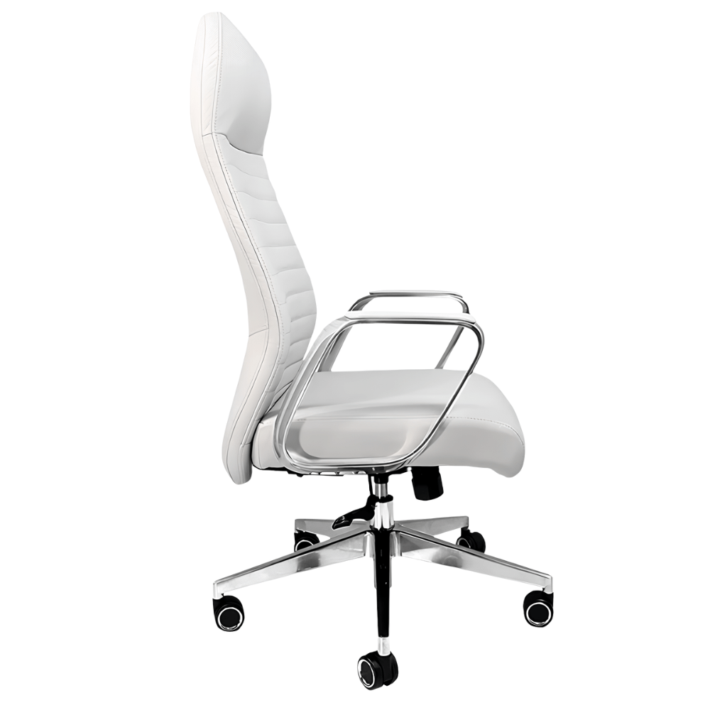 Silla de oficina directiva Nogal Beat Mallorca Alto de respaldo alto tapizada en piel con brazos y base de aluminio