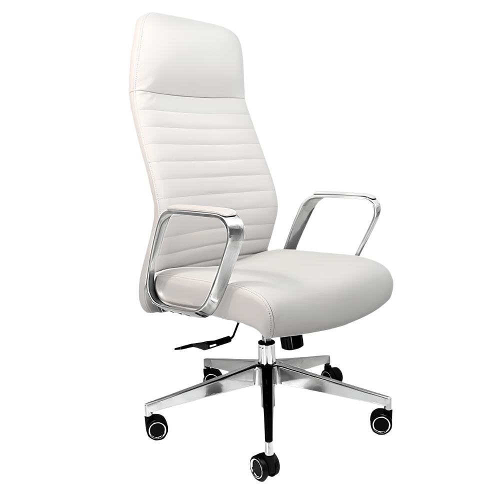 Silla de oficina directiva Nogal Beat Mallorca Alto de respaldo alto tapizada en piel con brazos y base de aluminio