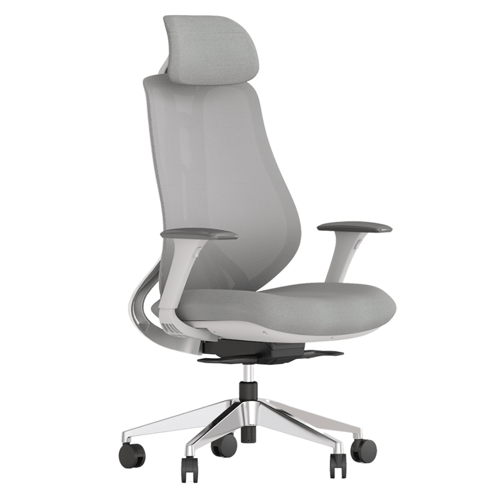 Silla ejecutiva ALBAR AC-40E con respaldo en malla ajustable en 9 posiciones y soporte lumbar activo.