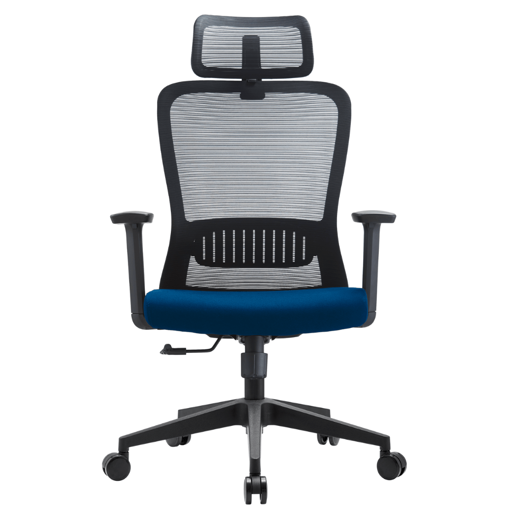 Silla ejecutiva GERSA Fent Alto negro con respaldo en malla y soporte lumbar ajustable.