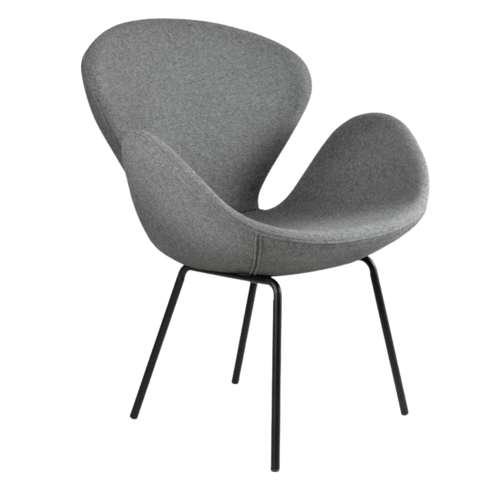 Silla de oficina NOGAL BEAT SWAN con asiento y respaldo tapizados en una pieza ergonómica y brazos fijos