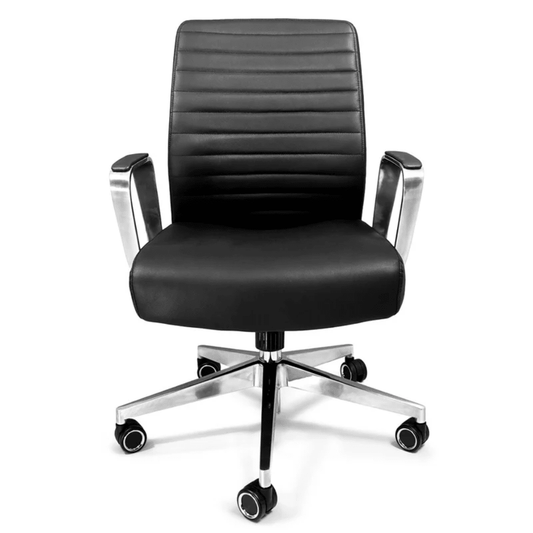 Silla de oficina Nogal Beat Mallorca Bajo con asiento y respaldo tapizados en piel y base de aluminio