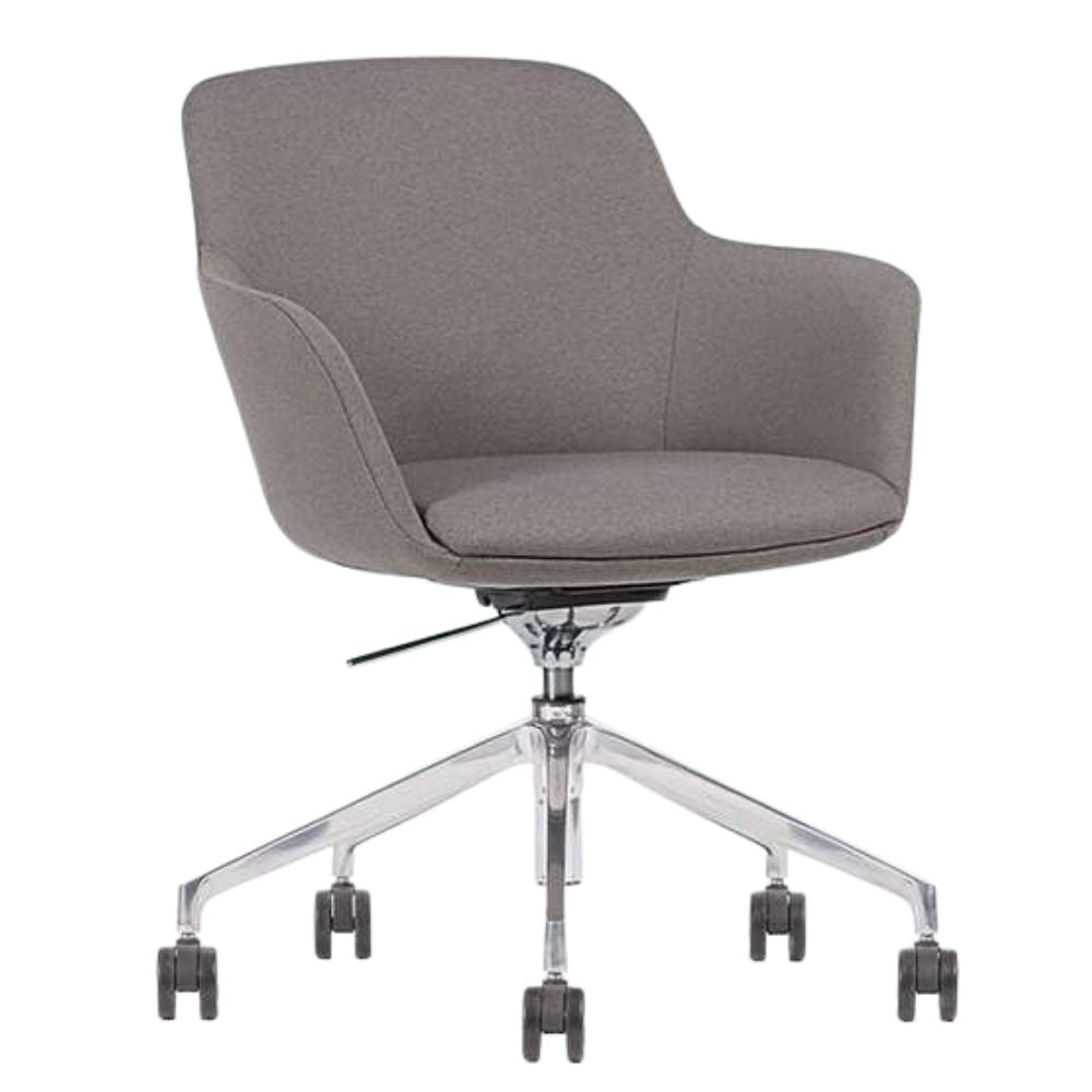 Silla De Oficina Secretarial Aluminio - TECHNO HUB CON RODAJAS - Varios Colores - Tapizado - Hub con Rodajas Addison - Techno - NOGAL BEAT - silla