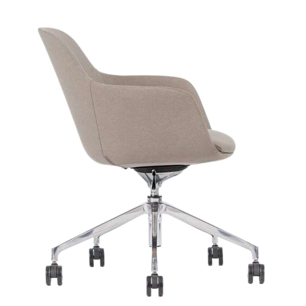 Silla De Oficina Secretarial Aluminio - TECHNO HUB CON RODAJAS - Varios Colores - Tapizado - Hub con Rodajas Addison - Techno - NOGAL BEAT - silla