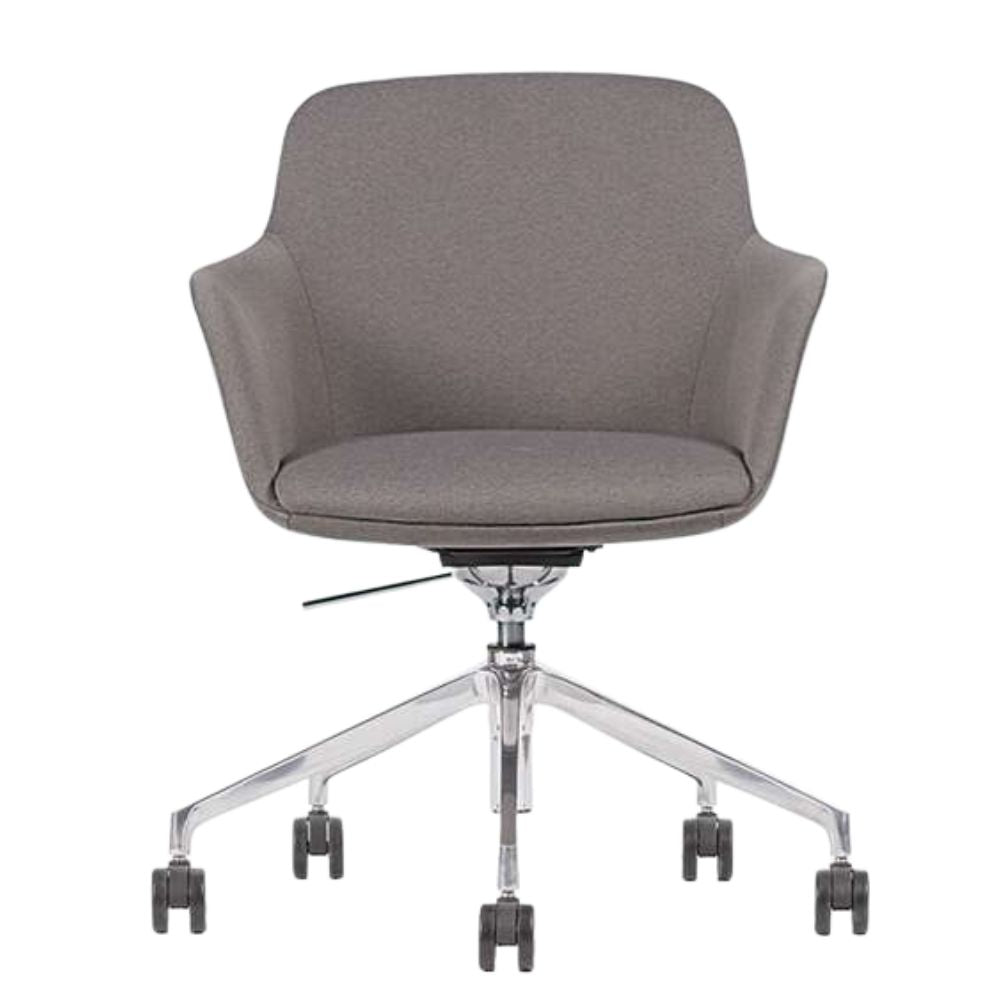 Silla De Oficina Secretarial Aluminio - TECHNO HUB CON RODAJAS - Varios Colores - Tapizado - Hub con Rodajas Addison - Techno - NOGAL BEAT - silla