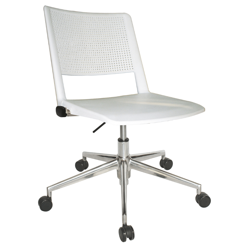 Silla de oficina secretarial OFFIHO Revolution OHS-86AL con base estrella cromada de aluminio y asiento de polipropileno